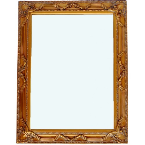 Καθρέφτης Ξύλινος Ορθογώνιος Σε Χρυσό Αντικέ. Με Στήριξη 4 Σημείων. Εσωτερική Διάσταση: 50*70cm