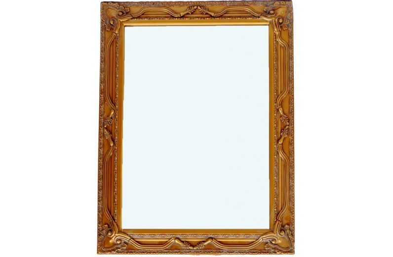 Καθρέφτης Ξύλινος Ορθογώνιος Σε Χρυσό Αντικέ. Με Στήριξη 4 Σημείων. Εσωτερική Διάσταση: 50*70cm