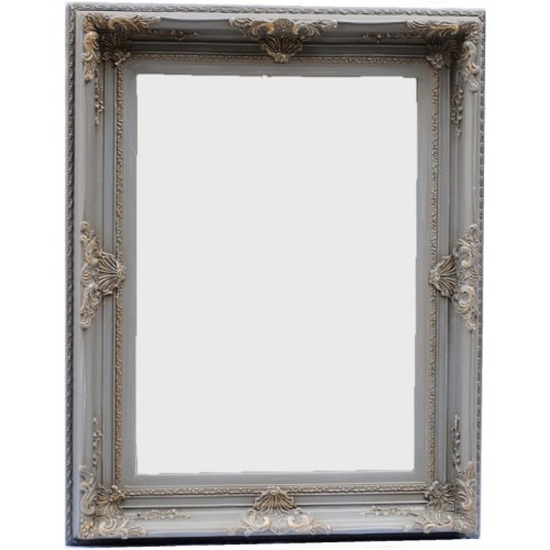 Καθρέφτης Παραλληλόγραμμος, Ταγιαρισμένος, Ξύλινος Και Σκαλιστός.Με Στήριξη 4 Σημείων. Grey Gold. Εσωτερική Διάσταση:50*70cm