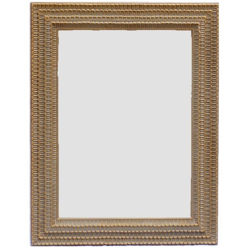 Καθρέφτης Παραλληλόγραμμος Ταγιαρισμένος ,Ξύλινος Και Σκαλιστός Με Στήριξη 4 Σημείων. Light Grey Gold. Εσωτερική Διάσταση:60*90cm