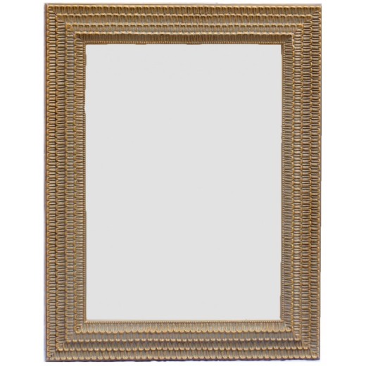 Καθρέφτης Παραλληλόγραμμος Ταγιαρισμένος ,Ξύλινος Και Σκαλιστός Με Στήριξη 4 Σημείων. Light Grey Gold. Εσωτερική Διάσταση:60*90cm