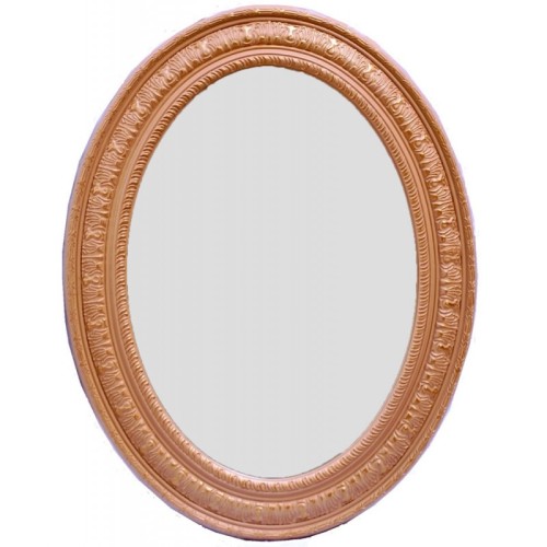 Καθρέφτης Οβάλ Ταγιαρισμένος, Ξύλινος Και Σκαλιστός. Light Brown Gold . Εσωτερική Διάσταση:50*70cm