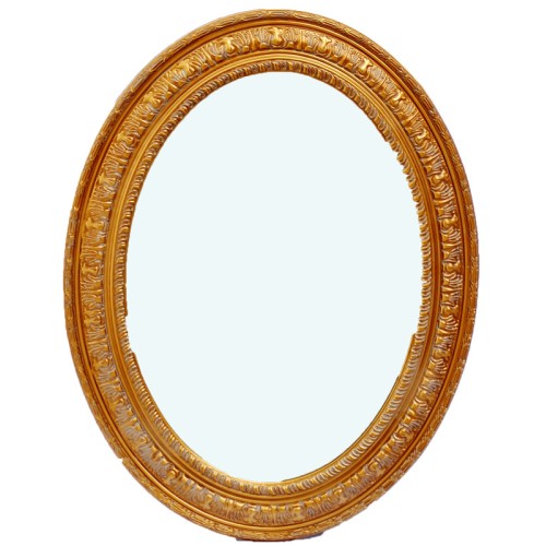 Καθρέφτης Ξύλινος Οβάλ Σε Χρυσό Αντικέ Χρώμα Με Σκάλισμα Στο Πλαίσιο. Εσωτερική Διάσταση: 60*90cm