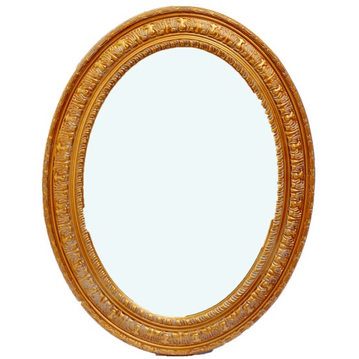 Καθρέφτης Ξύλινος Οβάλ Σε Χρυσό Αντικέ Χρώμα Με Σκάλισμα Στο Πλαίσιο. Εσωτερική Διάσταση: 60*90cm