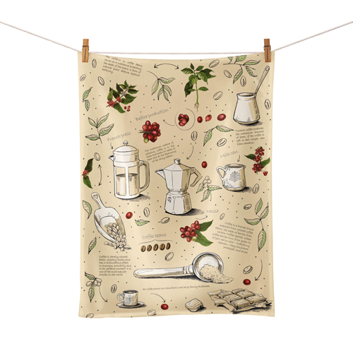 Organic kitchen towel – World of Coffee 50 x 70 cm