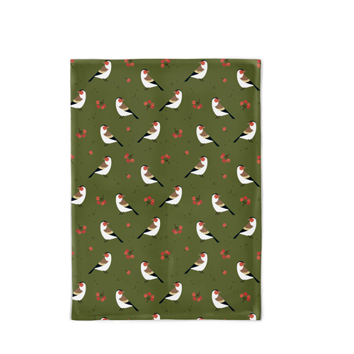 Organic kitchen towel – Winter sparrow 50 x 70 cm