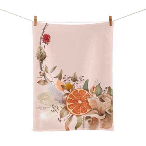 Organic kitchen towel – Orange wreath 50 x 70 cm
