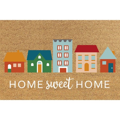 Χαλάκι εισόδου "HOME SWEET HOME" multi από ίνες κοκοφοίνικα και αντιολισθητικό λάστιχο 40x60cm