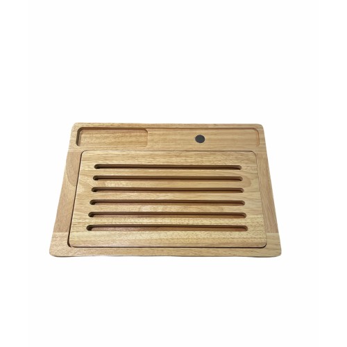 Ψωμοκόπτης μασίφ ξύλο με υποδοχή για τα ψίχουλα και θέση για το μαχαίρι στο πλάι (28x40x2,50 εκ.)