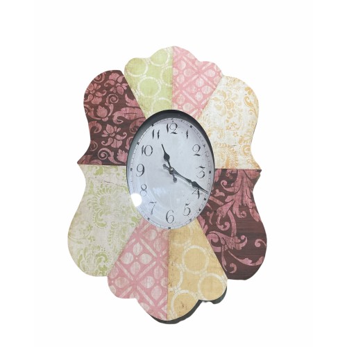 Ρολόι επιτοίχιο ξύλινο Patchwork 40x60x2,50 cm.