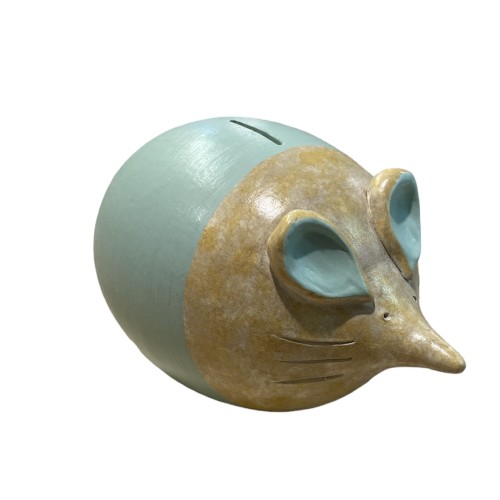 Κουμπαράς χειροποίητος ποντικάκι σε βεραμάν χρώμα κεραμεικός 20x13x13cm