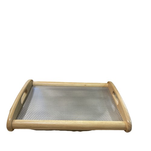 Δίσκος ξύλο μέταλλο με χεράκια 43x36x8cm