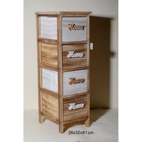 Συρταριέρα Ξύλινη Με 4 Συρτάρια 26x32x81cm