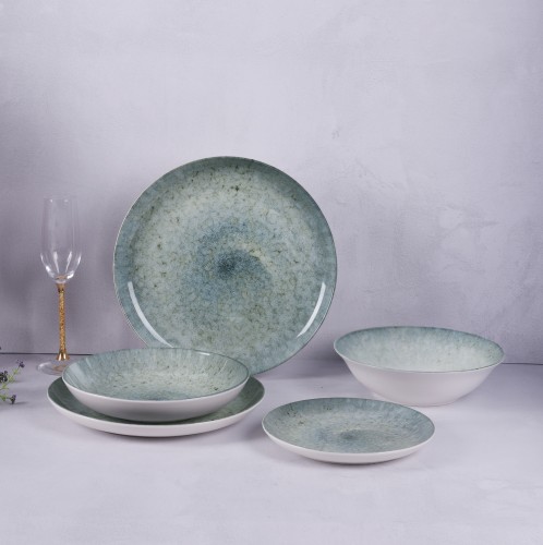 Cryspo Trio Σερβίτσιο Πιάτων URANUS in-glase decoration σετ 20 τεμαχίων πορσελάνης 