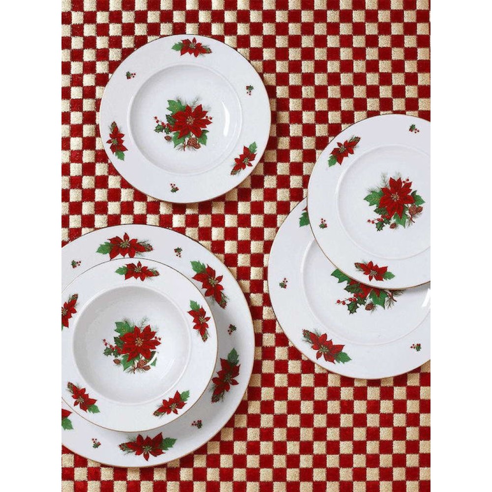 Σερβίτσιο Πιάτα Φαγητού Poinsettia (Σετ 20Τμχ) Multi Cryspo Trio