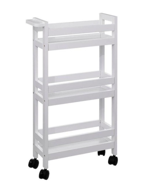 Tρόλεϊ αποθήκευσης και τακτοποίησης με ράφια και διαστάσεις 40x15x75cm - White