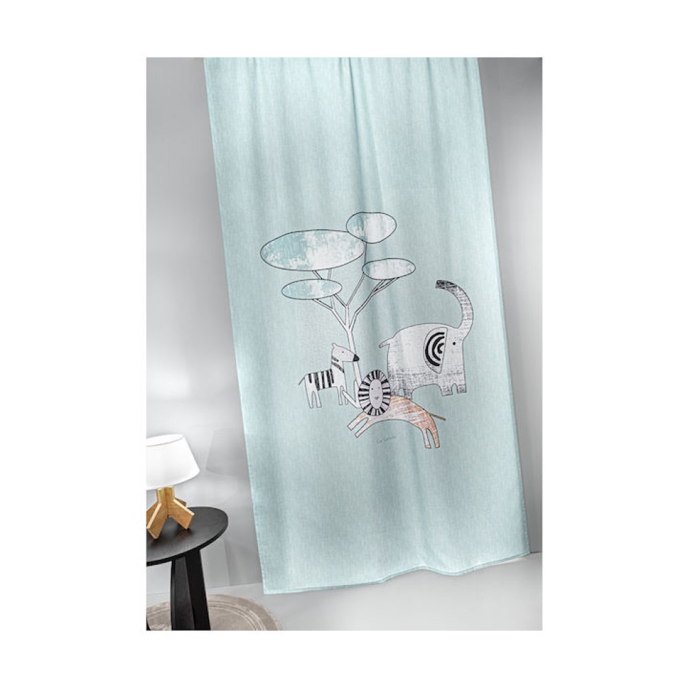 Guy Laroche Παιδική Κουρτίνα με Τρέσα Zootopia aqua grey 145x270εκ.