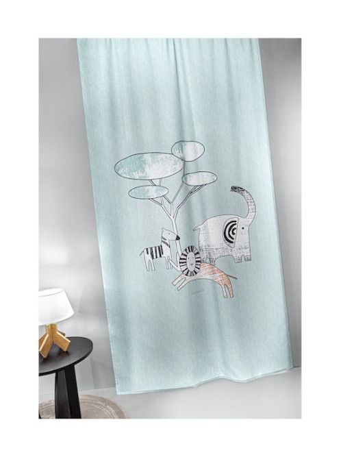 Guy Laroche Παιδική Κουρτίνα με Τρέσα Zootopia aqua grey 145x270εκ.