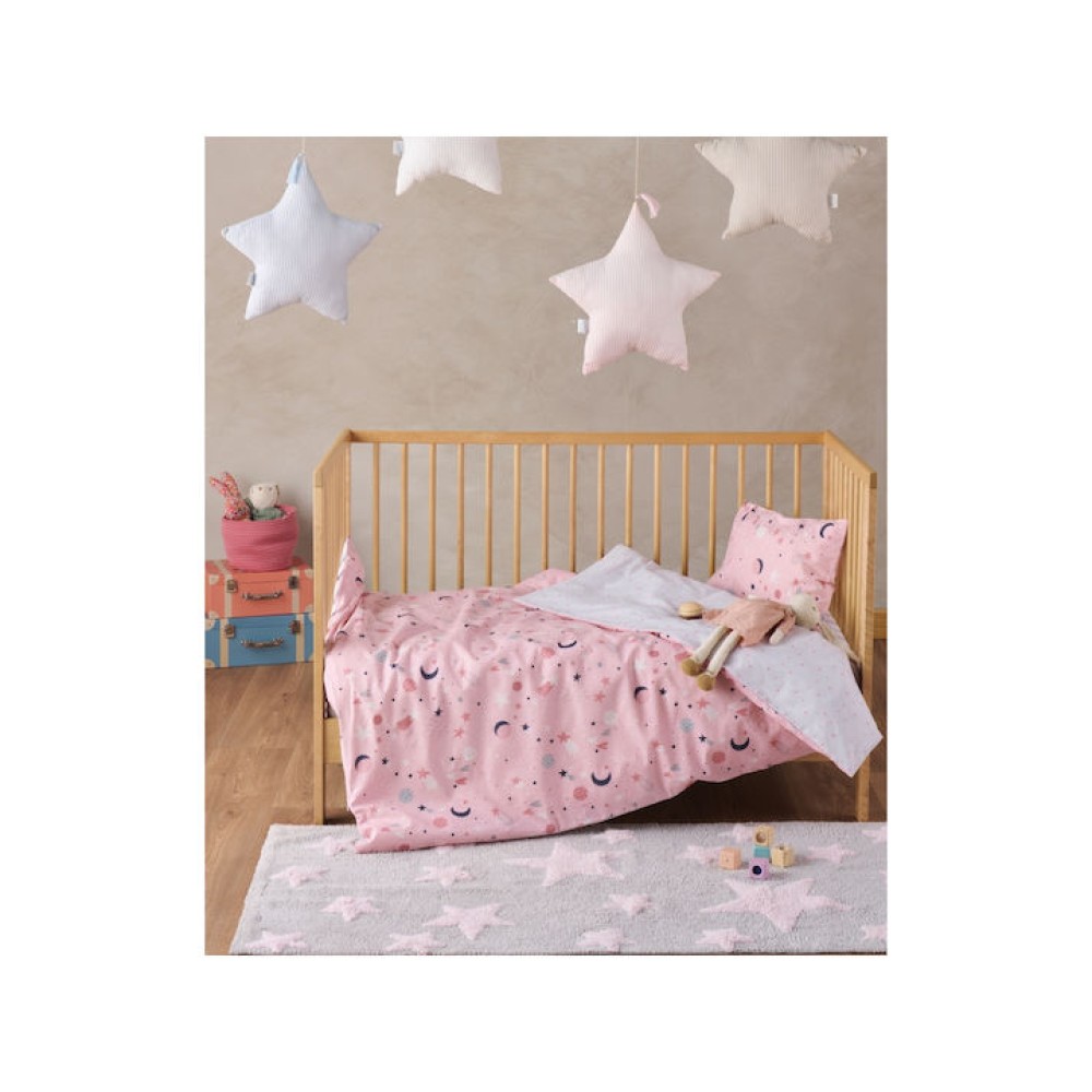 Kentia Laluna Σετ Βρεφικά Σεντόνια Λίκνου Βαμβακερά Pink 60x120εκ. 2τμχ