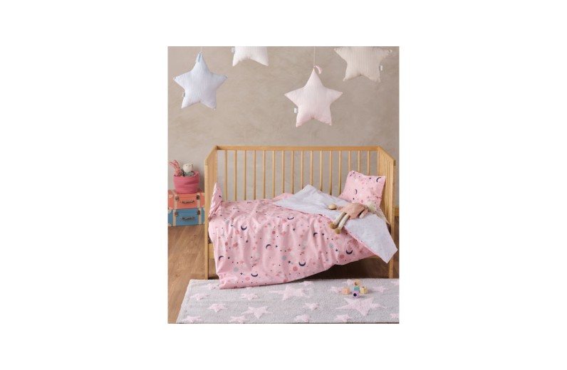 Kentia Laluna Σετ Βρεφικά Σεντόνια Λίκνου Βαμβακερά Pink 60x120εκ. 2τμχ