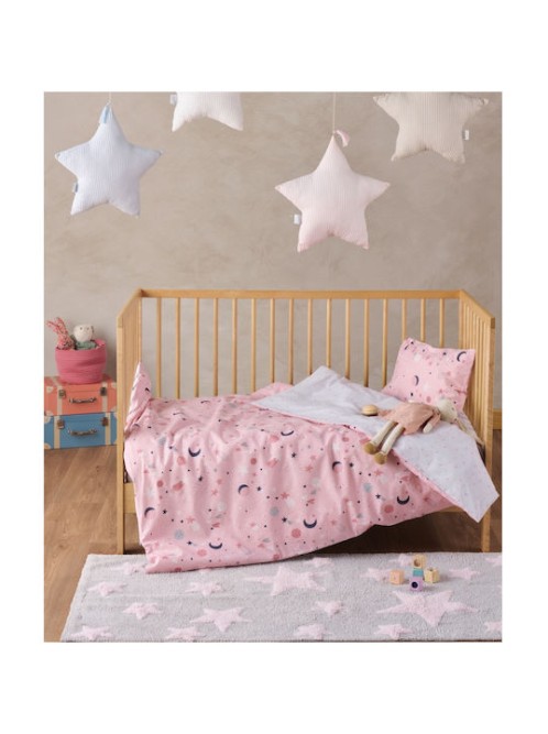 Kentia Laluna Σετ Βρεφικά Σεντόνια Λίκνου Βαμβακερά Pink 60x120εκ. 2τμχ