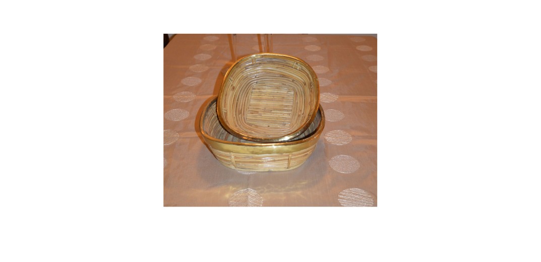 Καλάθι bamboo τετράγωνο με μπρούτζο [Διαθέσιμο σε 2 μεγέθη]