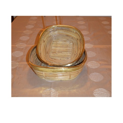 Καλάθι bamboo τετράγωνο με μπρούτζο [Διαθέσιμο σε 2 μεγέθη]