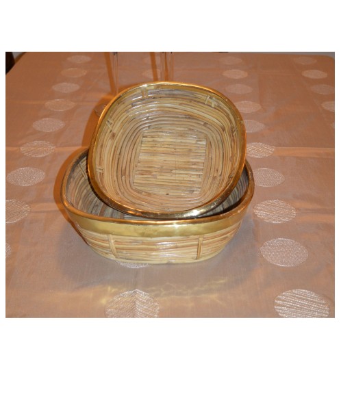 Καλάθι bamboo τετράγωνο με μπρούτζο [Διαθέσιμο σε 2 μεγέθη]