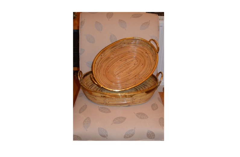 Καλάθι μπαμπού με μπρούτζο και χεράκια [Διαθέσιμο σε 2 μεγέθη]