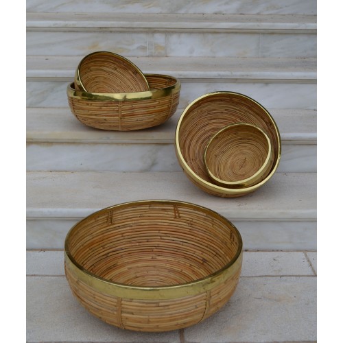 Καλάθι μπαμπού στρογγυλό με μπρούτζο