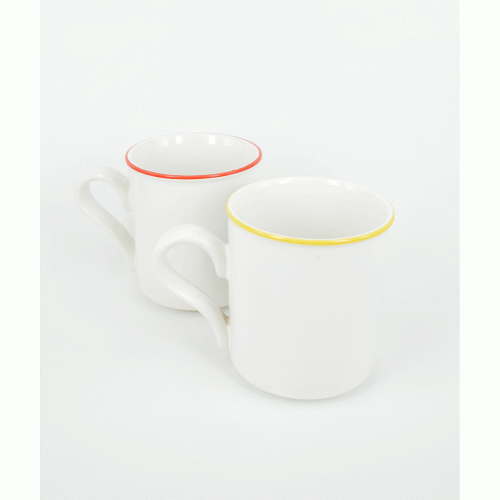 Κούπα λευκή με ρίγα χρωματιστή [Διαθέσιμο σε διάφορα χρώματα]