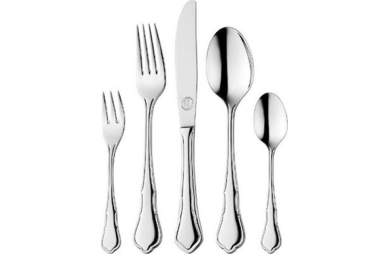 Cryspo Trio Chippendale Σετ Μαχαιροπίρουνα Ασημί Ανοξείδωτα 30τμχ