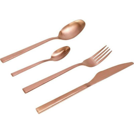 Cryspo Trio Durable Σετ Μαχαιροπίρουνα Ροζ Χρυσό 24τμχ