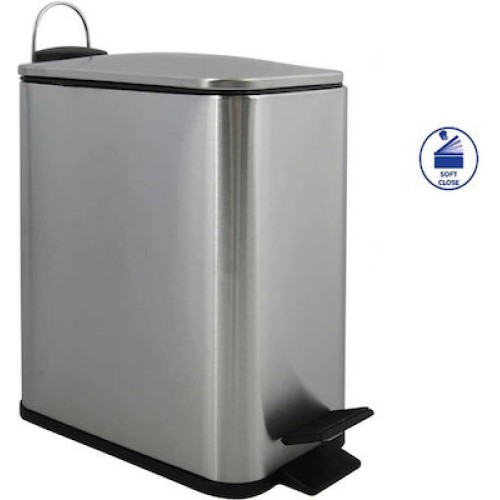 Eric Μεταλλικό Καλαθάκι Μπάνιου 5lt Inox Matt 28x14x29cm