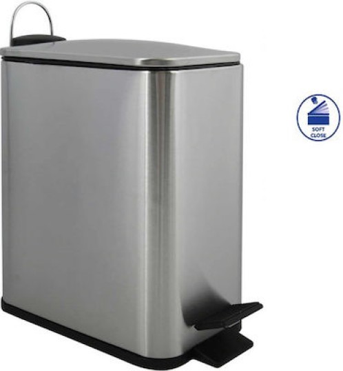 Eric Μεταλλικό Καλαθάκι Μπάνιου 5lt Inox Matt 28x14x29cm