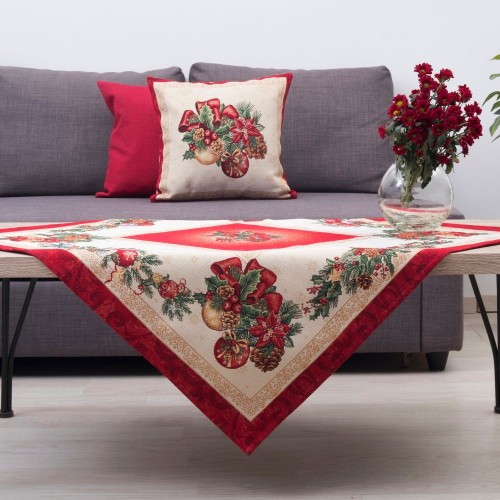 Χριστουγεννιάτικο Τραπεζομάντηλο 100x100 καρέ (Σχ. 8941)