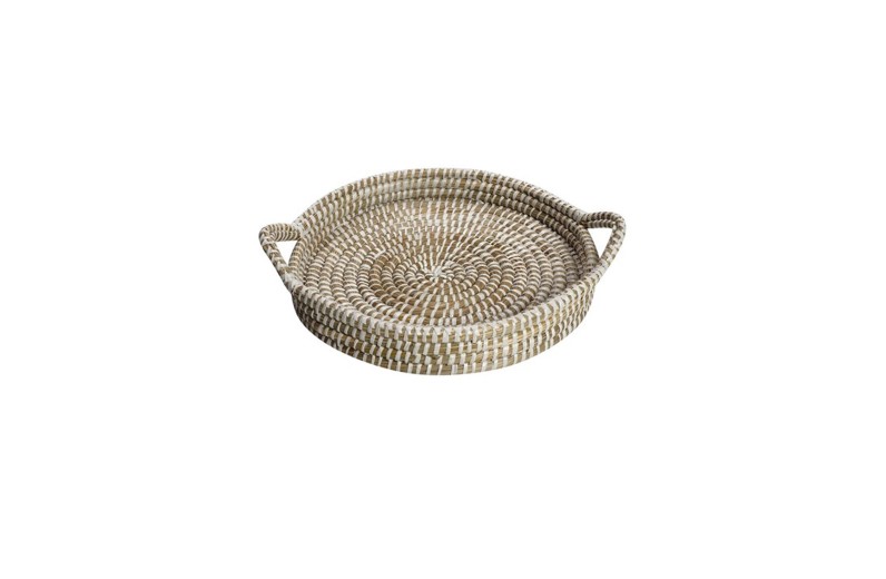 Δίσκος στρογγυλός με χεράκια ψάθινος 40x40x6 εκ.