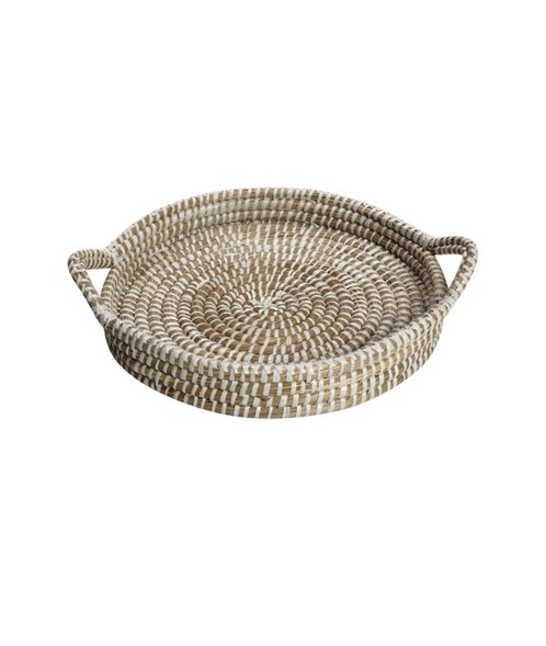 Δίσκος στρογγυλός με χεράκια ψάθινος 40x40x6 εκ.