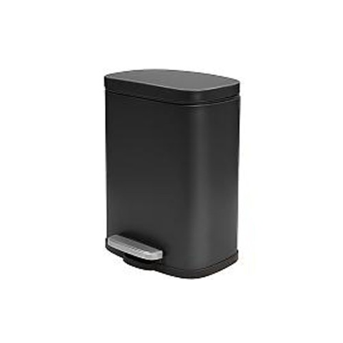 Κάδος ορθογώνιος μαύρος soft close 5 lt. Akira by Spirella