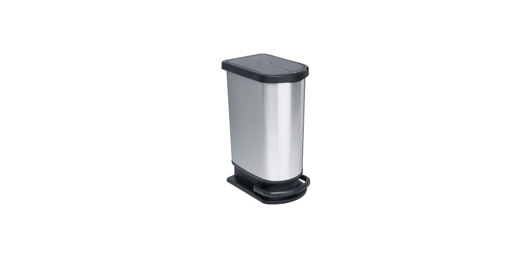 Χαρτοδοχείο με χώρισμα πλαστικό ασημί 50 Lt. by Rotho 29x44x67 εκ. (Swiss Made)