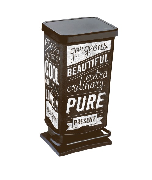 Κάδος απορριμάτων μαύρος τύπου vintage 40 Lt. Paso by Rotho (Swiss Made)