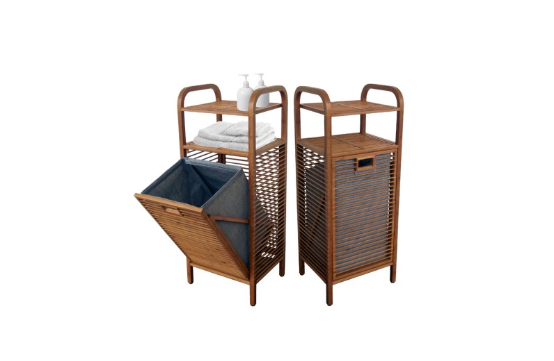 Καλάθι απλύτων με ράφια bamboo – ύφασμα 40x30x95 εκ. Rite