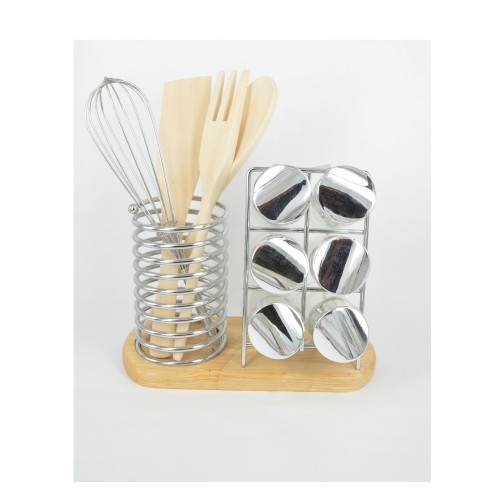 Βάση μπαχαρικών με θήκη για κουτάλες