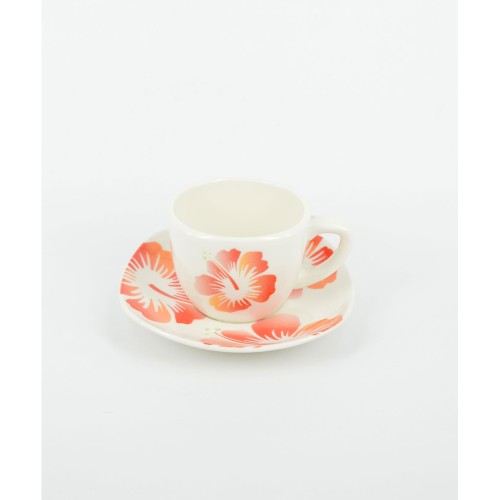 Φλυτζάνια εσπρέσσο (σετ) 6 τμχ. κόκκινο/λευκό φλοράλ