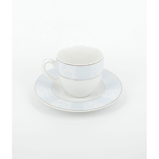 Σετ φλυτζάνια τσαγιού (6 τμχ.) πορσελάνινα σιέλ κύκλοι