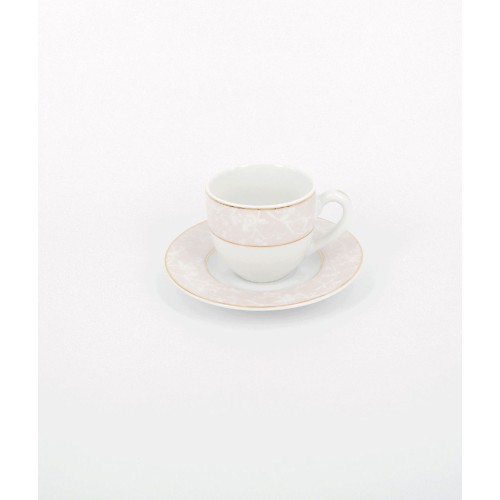 Φλυτζάνια espresso πορσελάνινα (σετ 6 τμχ.) ροζ/λευκά λουλούδια