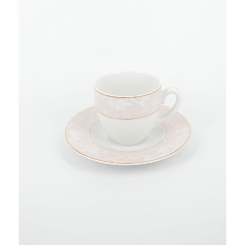 Φλυτζάνια τσαγιού πορσελάνινα (σετ 6 τμχ.) ροζ/λευκά λουλούδια