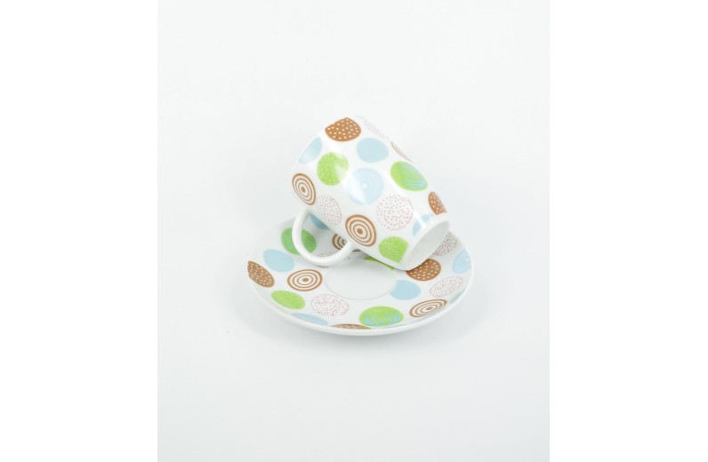 Φλυτζάνια πορσελάνης σετ 6 τμχ. στενόμακρα (κύκλοι)