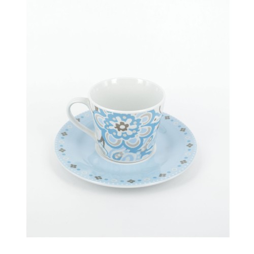Σετ φλυτζάνια τσαγιού (6 τμχ.) πορσελάνης τυρκουάζ φλοράλ
