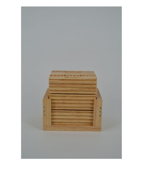 Σουβέρ ξύλινα σετ 6 τμχ. natural με βάση